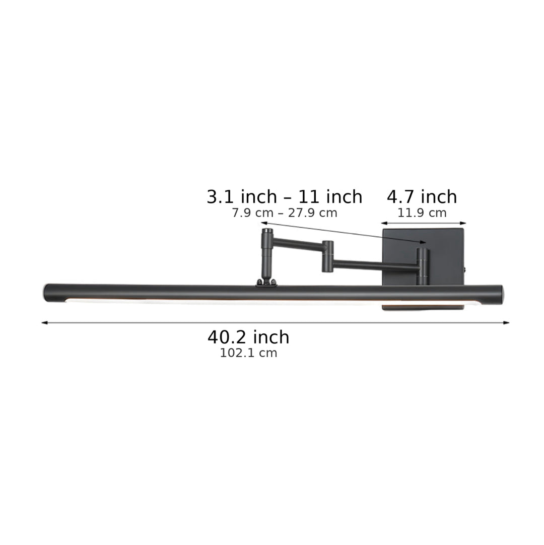 Modern Black Bathroom Vanity Light Wall Mounted Adjustable Metal Fixture with 20W LED