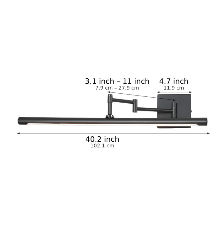 Modern Black Bathroom Vanity Light Wall Mounted Adjustable Metal Fixture with 20W LED
