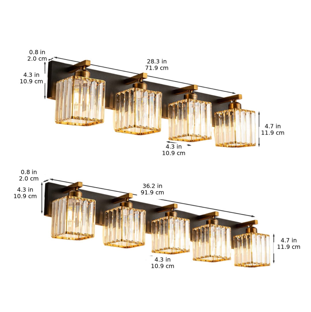 Modern Wall Sconce Lighting Hardwired Metal Crystal Shade 4-Light Design for Elegant Home Decor