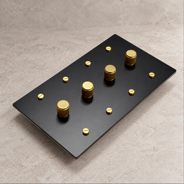 Solid Brass Rotary Dimmer Light Switch – 1–4 Gang