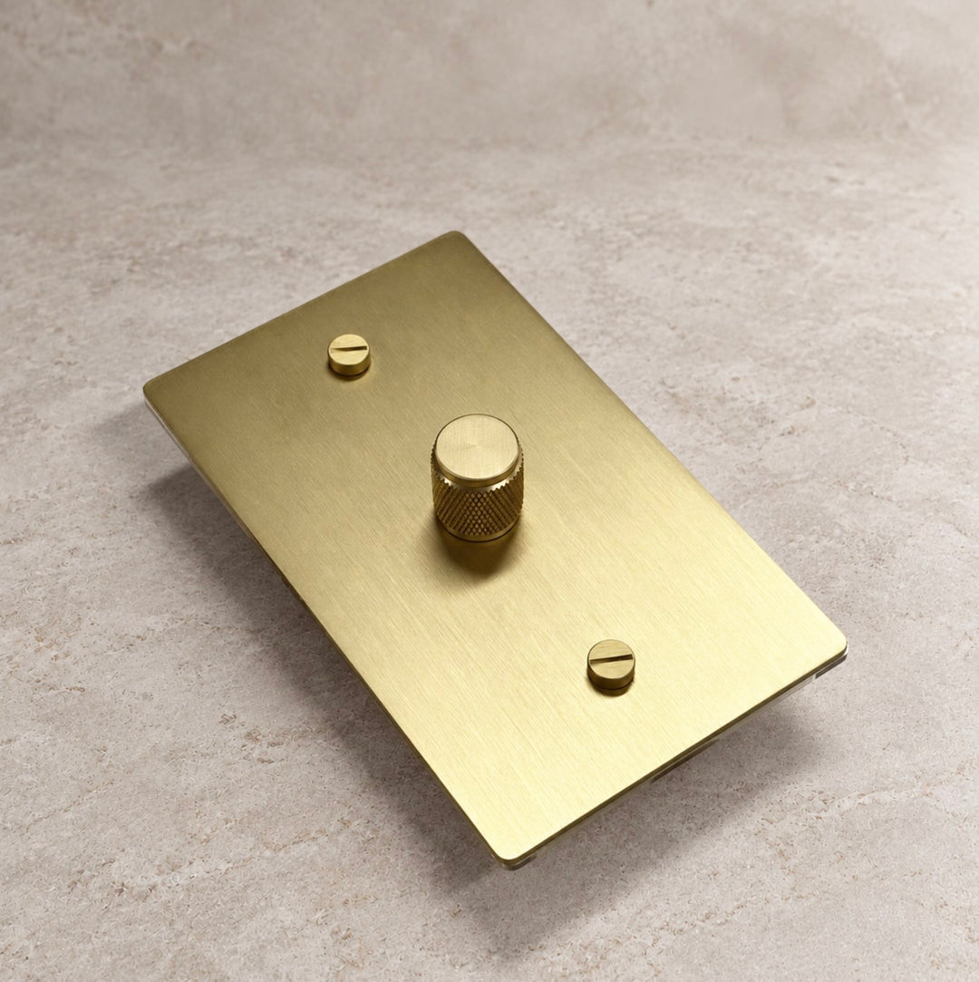 Solid Brass Rotary Dimmer Light Switch – 1–4 Gang