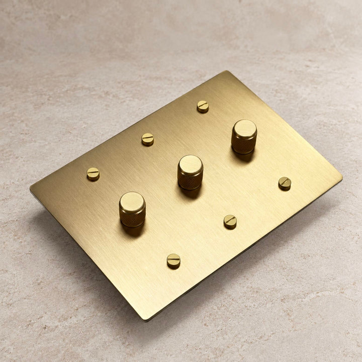 Solid Brass Rotary Dimmer Light Switch – 1–4 Gang