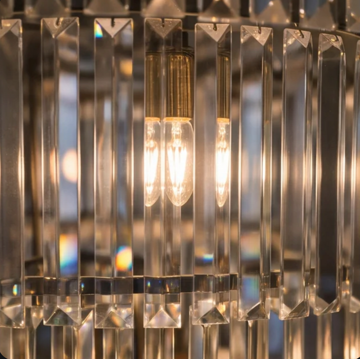 Contemporary Designer Chandelier Hanging Ceiling Light with Adjustable Chain Dimmable Crystal and Metal