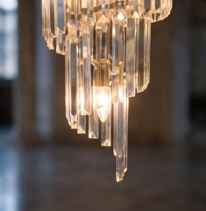 Contemporary Designer Chandelier Hanging Ceiling Light with Adjustable Chain Dimmable Crystal and Metal