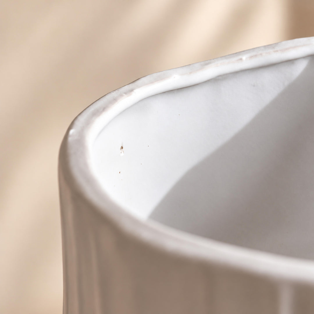 Modern Ceramic Vase Medium Pedestal Design Matte White Decorative for Dried Arrangements