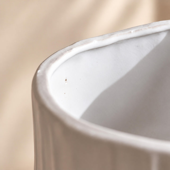 Modern Ceramic Vase Medium Pedestal Design Matte White Decorative for Dried Arrangements