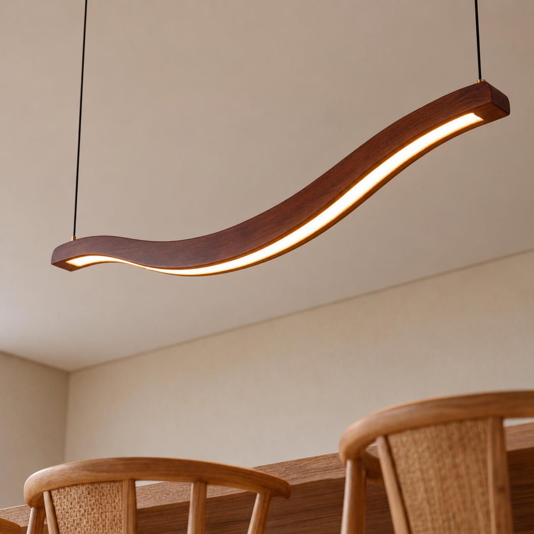 Modern Chandelier Light Ceiling Mounted Metal Acrylic Ash Wood Integrated LED Adjustable