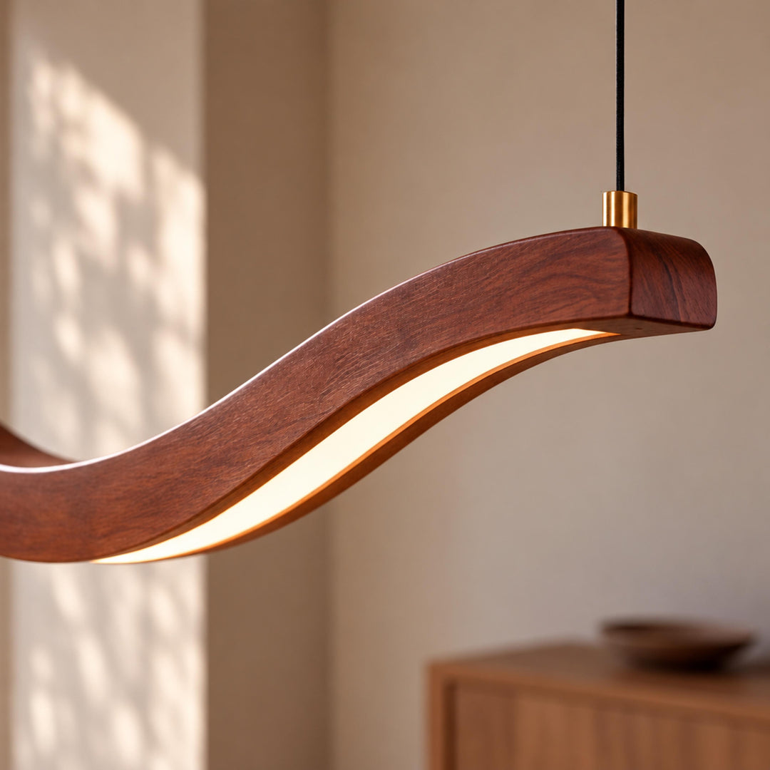 Modern Chandelier Light Ceiling Mounted Metal Acrylic Ash Wood Integrated LED Adjustable