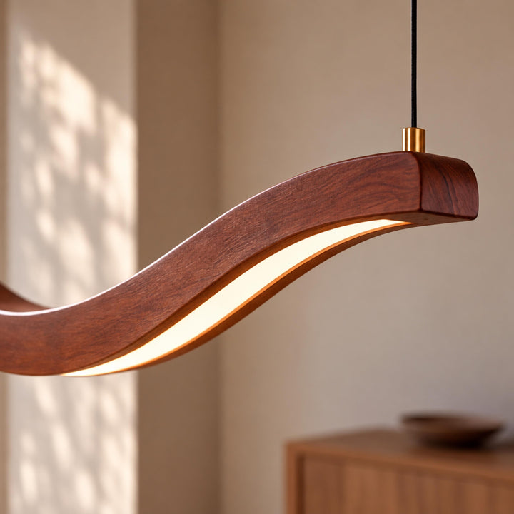 Modern Chandelier Light Ceiling Mounted Metal Acrylic Ash Wood Integrated LED Adjustable