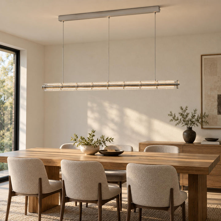 Modern Segmented Glass Chandelier Ceiling Light Metal Frame Clear Glass Design