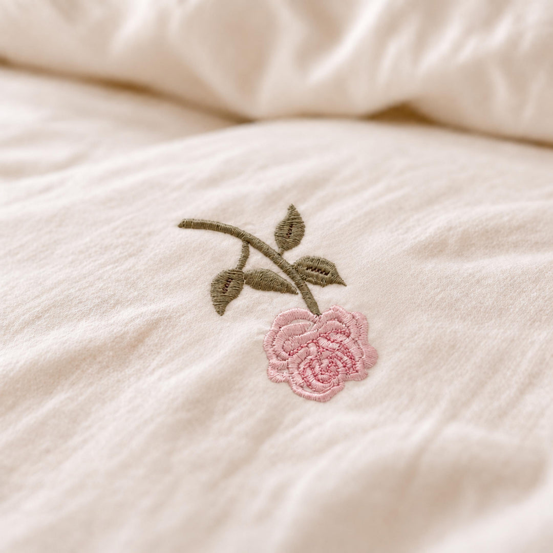 Floral Duvet Cover Set with Ruffled Pillowcases Soft Polyester for Coquette Bedroom Decor