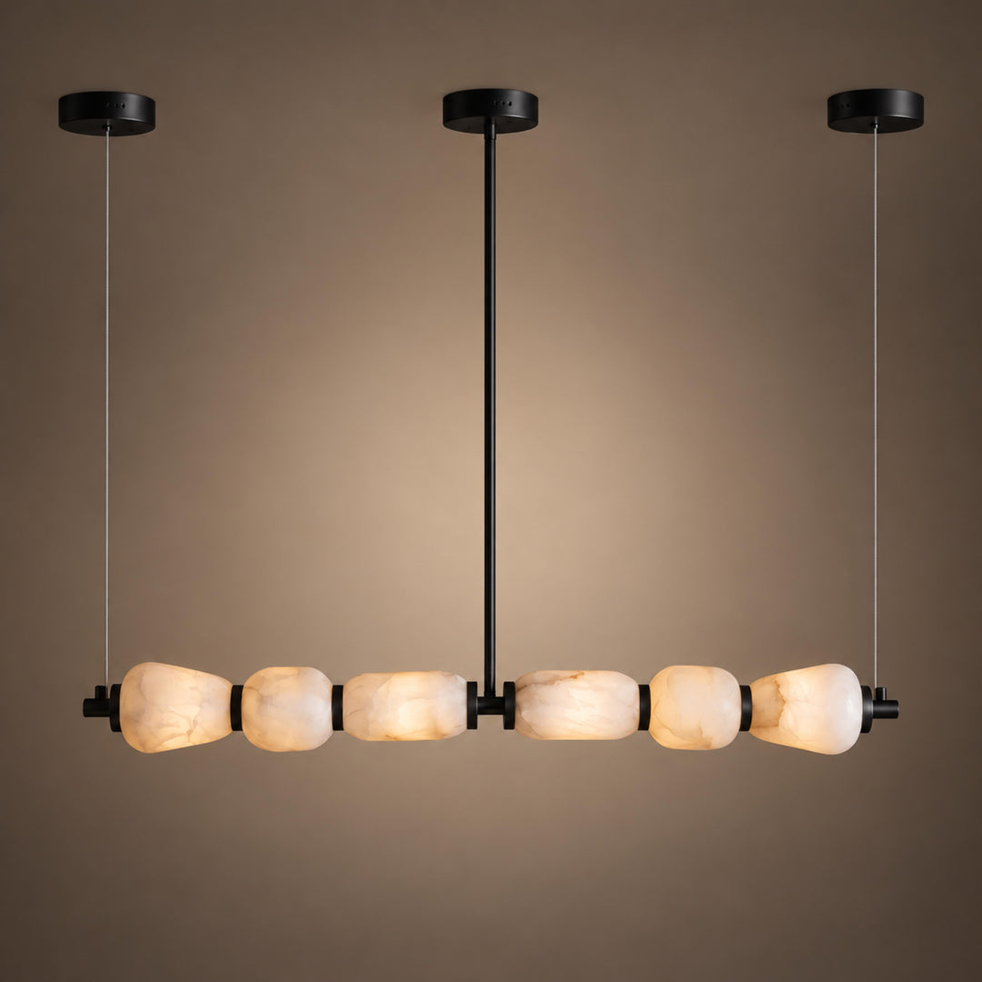 Modern Linear Chandelier Wall Mounted Alabaster Glass LED Light Fixture for Indoor Use