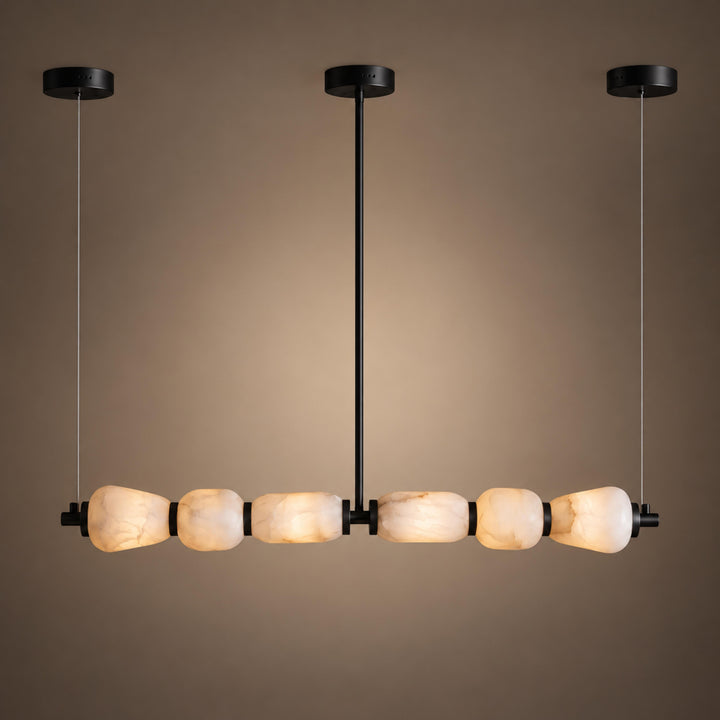 Modern Linear Chandelier Wall Mounted Alabaster Glass LED Light Fixture for Indoor Use