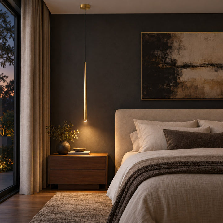 Modern Copper & Crystal Pendant Light with G4 LED