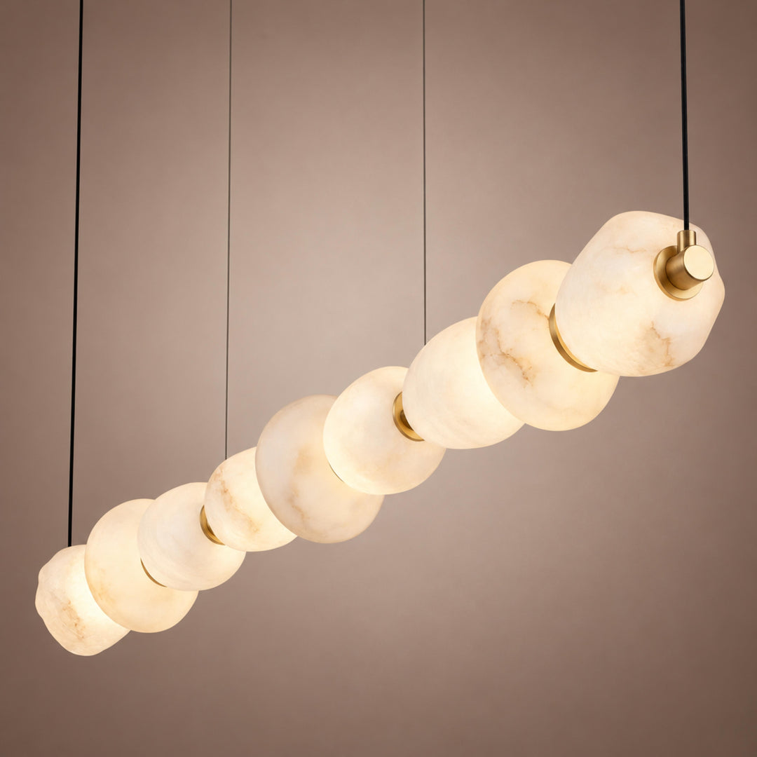 Modern Linear Chandelier Wall Mounted Alabaster Glass LED Light Fixture for Indoor Use