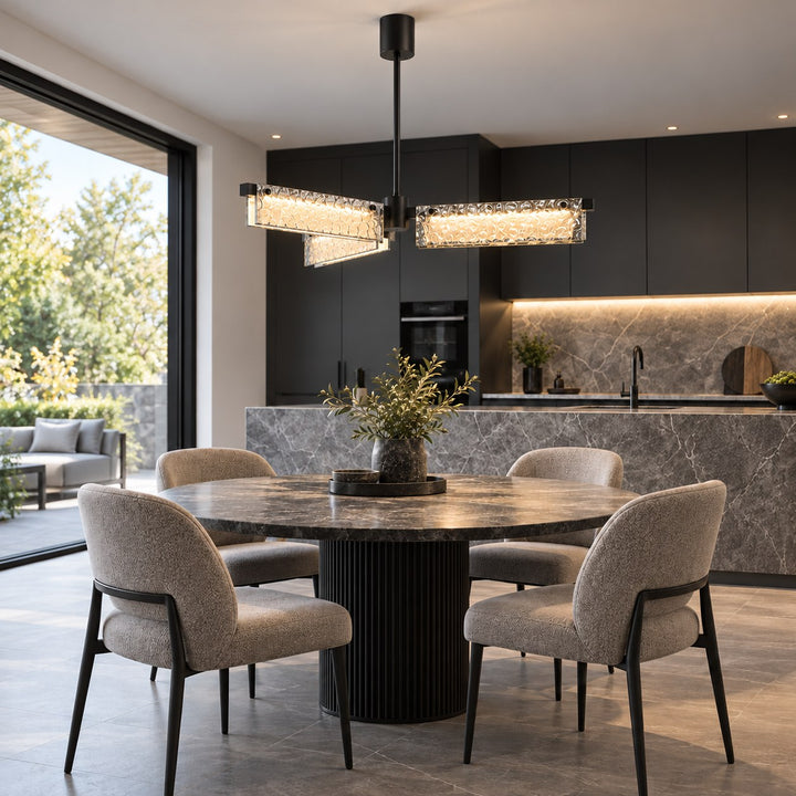 Modern 70cm Textured Glass LED Pendant Light with Copper Frame
