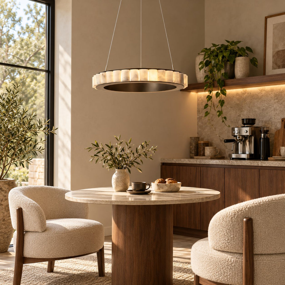 Modern Halo Chandelier Ceiling Light Flush Mount Metal Frame Adjustable Lighting