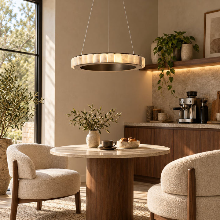Modern Halo Chandelier Ceiling Light Flush Mount Metal Frame Adjustable Lighting
