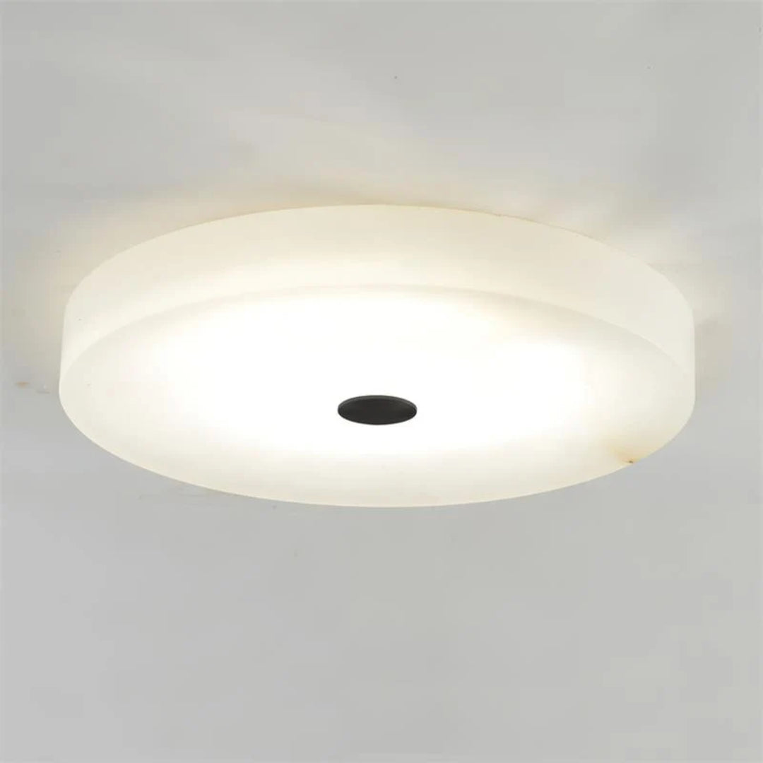 Modern Alabaster LED Flush Mount Ceiling Light – Round Natural Stone Design  Copy Title