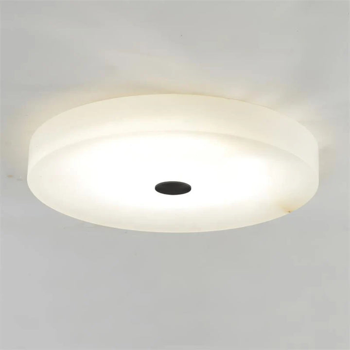 Modern Alabaster LED Flush Mount Ceiling Light – Round Natural Stone Design  Copy Title