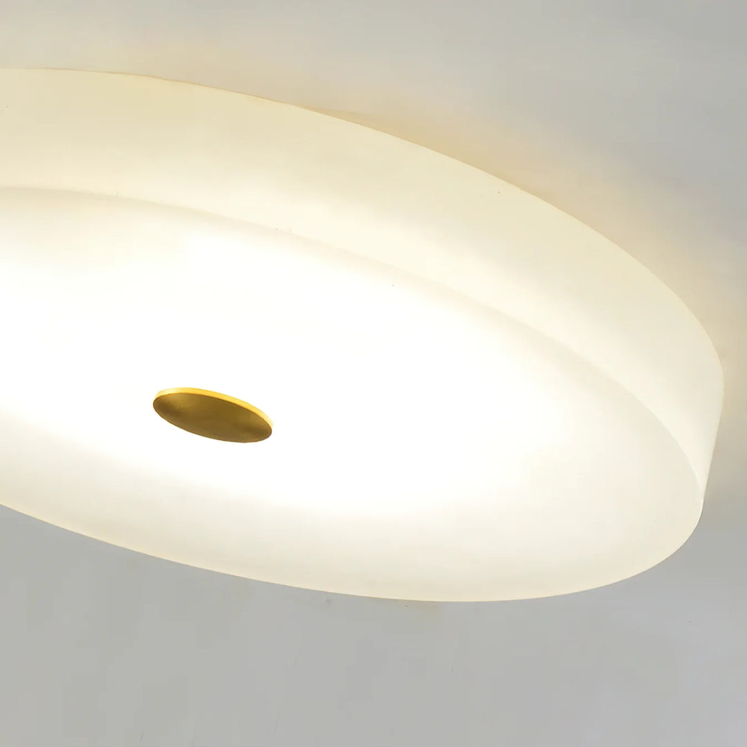 Modern Alabaster LED Flush Mount Ceiling Light – Round Natural Stone Design  Copy Title