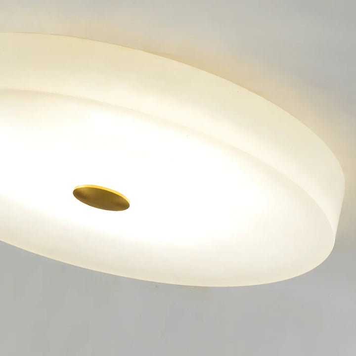 Modern Alabaster LED Flush Mount Ceiling Light – Round Natural Stone Design  Copy Title