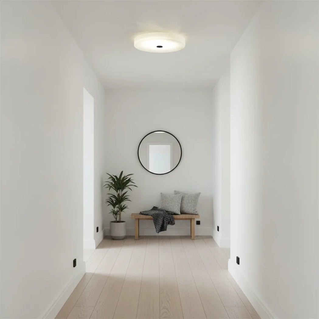 Modern Alabaster LED Flush Mount Ceiling Light – Round Natural Stone Design  Copy Title
