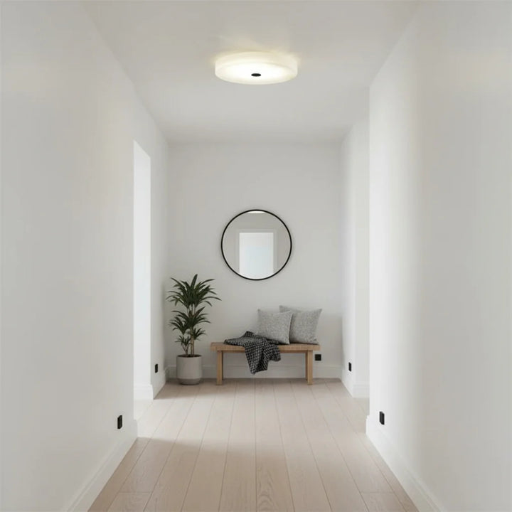 Modern Alabaster LED Flush Mount Ceiling Light – Round Natural Stone Design  Copy Title