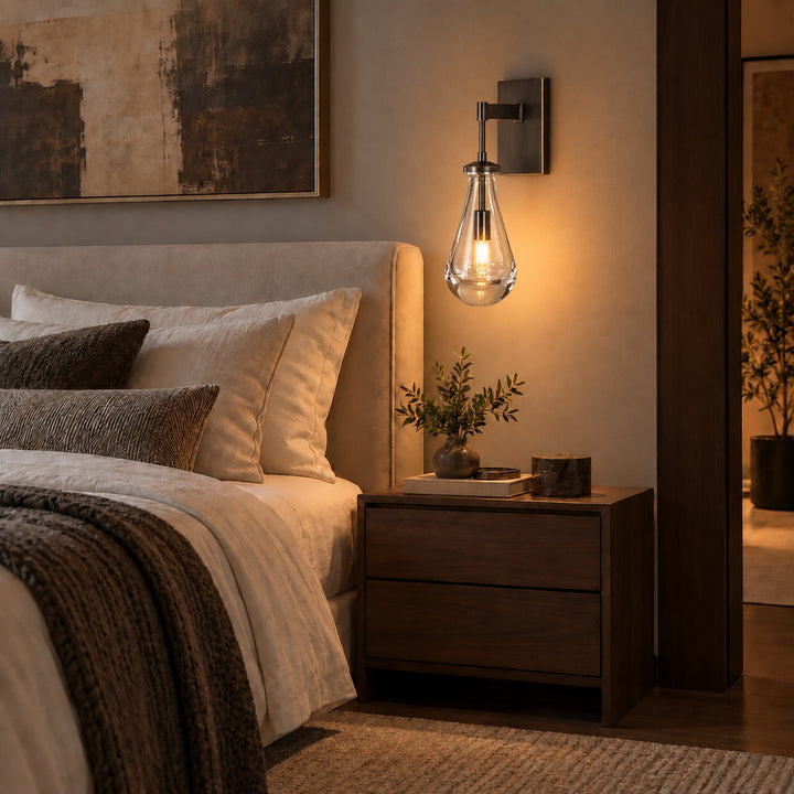 Modern Clear Glass Wall Sconce – Brass or Black Interior Wall Light