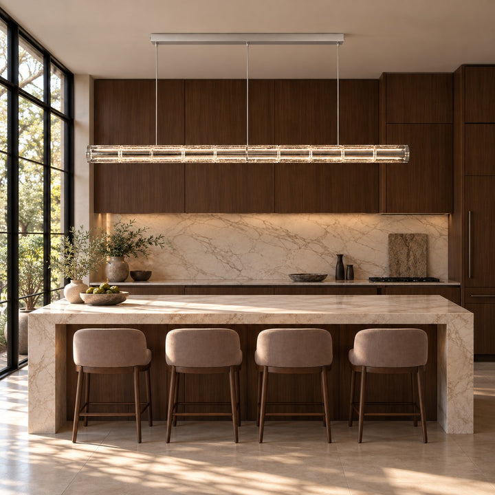 Modern Segmented Glass Chandelier Ceiling Light Metal Frame Clear Glass Design