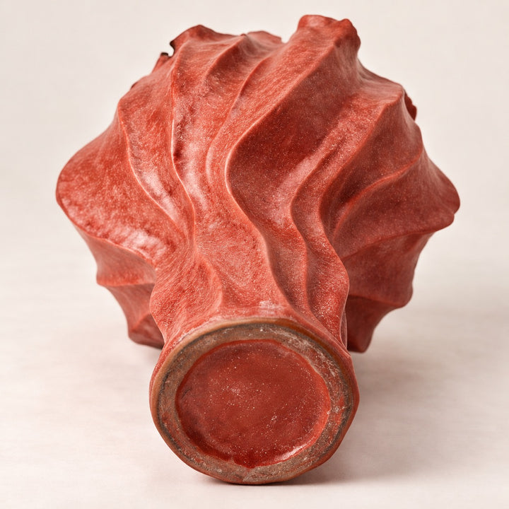Modern Hand-Painted Ceramic Vase Tabletop Accent Red Decorative Home Decor 35cm Height