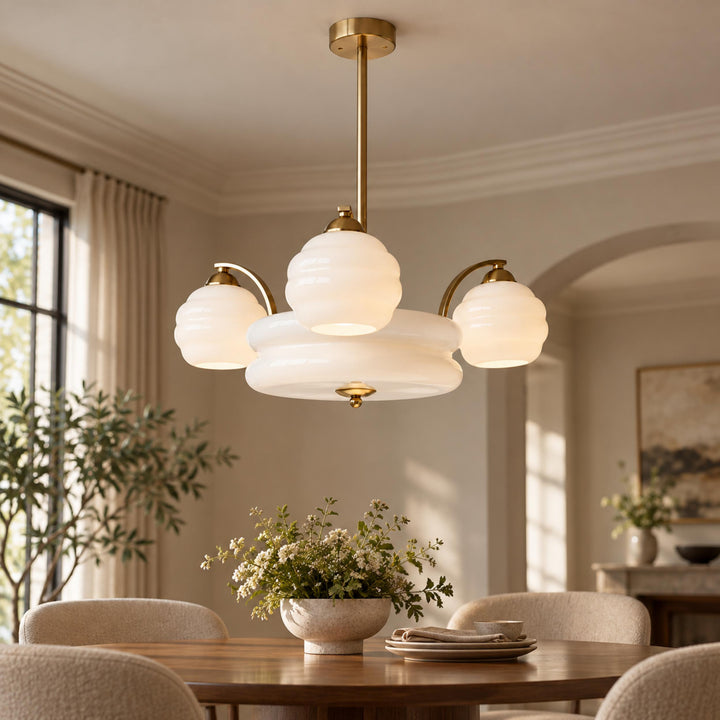 Art Deco Chandelier Ceiling Light Flush Mount Metal Frame Multiple Bulbs Indoor Lighting
