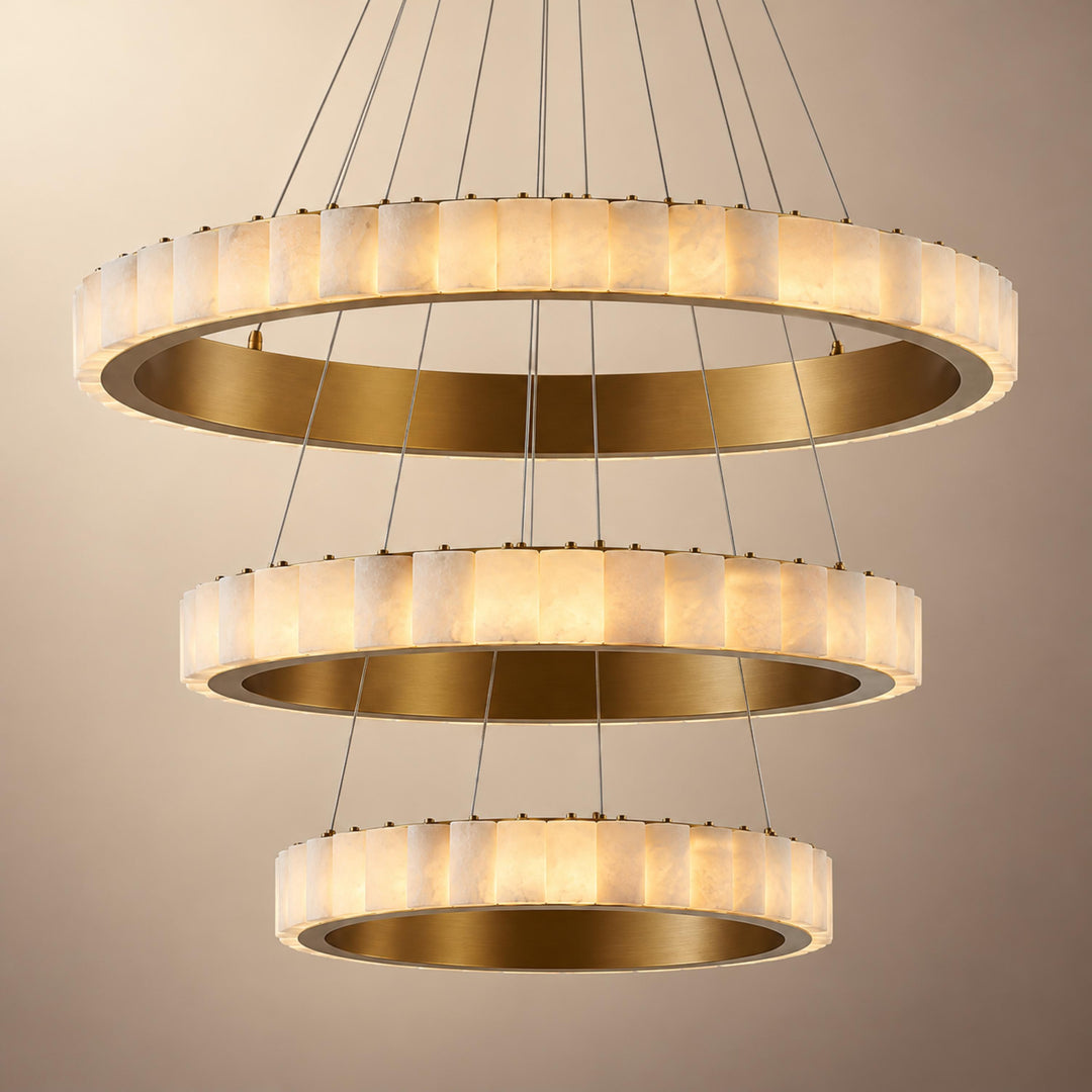 Modern Halo Chandelier Ceiling Light Flush Mount Metal Frame Adjustable Lighting