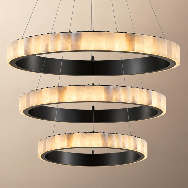 Modern Halo Chandelier Ceiling Light Flush Mount Metal Frame Adjustable Lighting