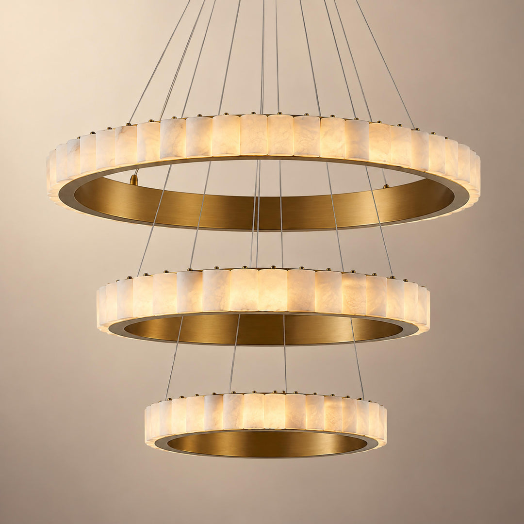 Modern Halo Chandelier Ceiling Light Flush Mount Metal Frame Adjustable Lighting