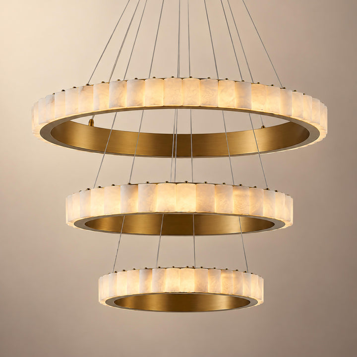Modern Halo Chandelier Ceiling Light Flush Mount Metal Frame Adjustable Lighting
