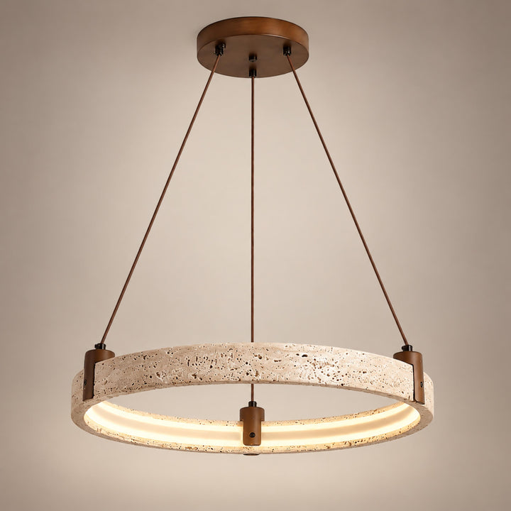 Modern Chandelier Ceiling Light Flush Mount Travertine Stone with Ambient Illumination