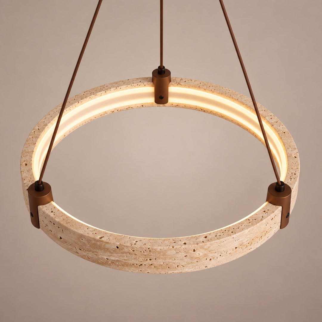Modern Chandelier Ceiling Light Flush Mount Travertine Stone with Ambient Illumination
