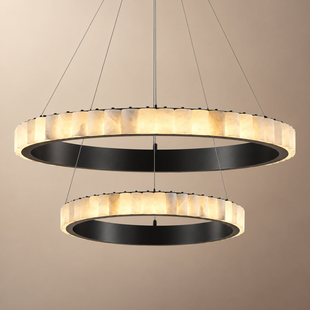 Modern Halo Chandelier Ceiling Light Flush Mount Metal Frame Adjustable Lighting