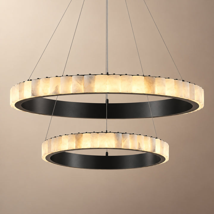 Modern Halo Chandelier Ceiling Light Flush Mount Metal Frame Adjustable Lighting