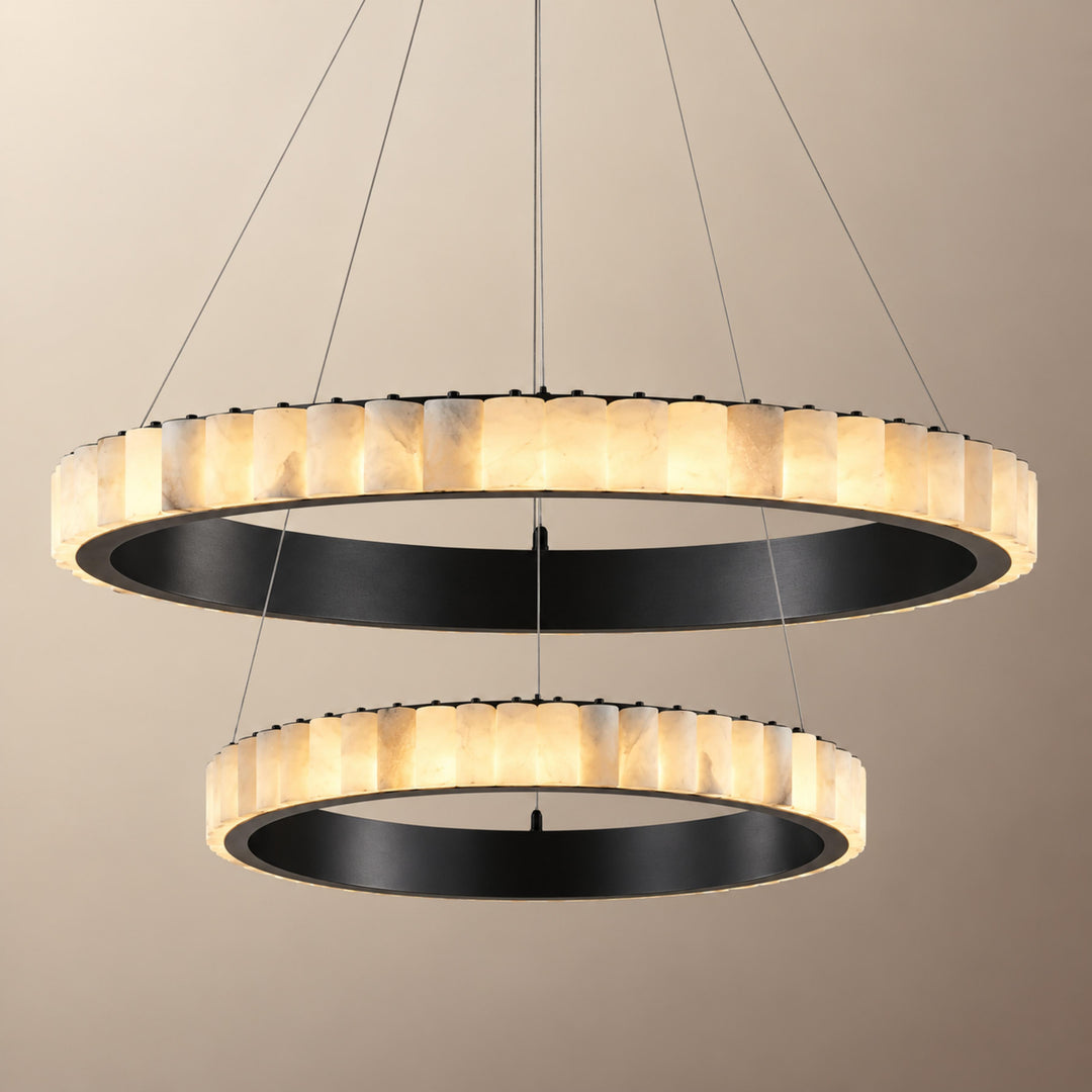 Modern Halo Chandelier Ceiling Light Flush Mount Metal Frame Adjustable Lighting