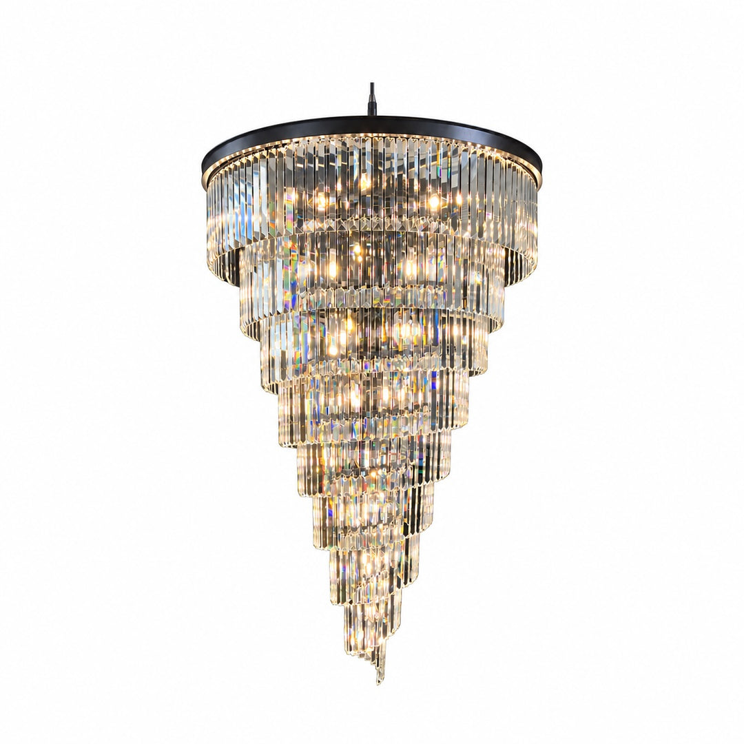 Contemporary Designer Chandelier Hanging Ceiling Light with Adjustable Chain Dimmable Crystal and Metal