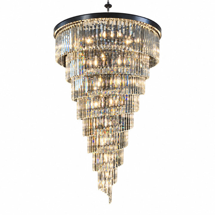 Contemporary Designer Chandelier Hanging Ceiling Light with Adjustable Chain Dimmable Crystal and Metal