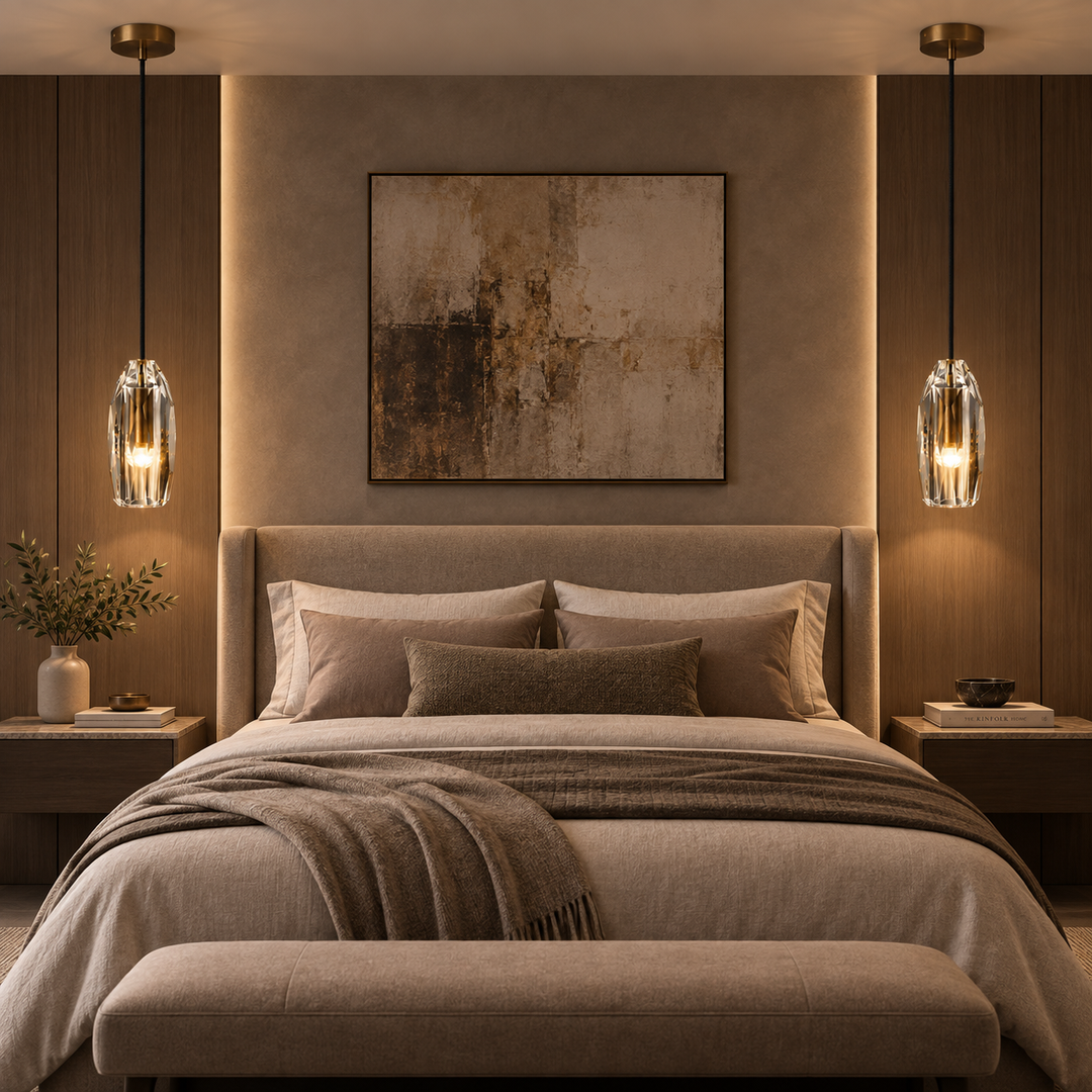 Modern Faceted Crystal Pendant Light with Antique Brass Finish – G4 Hanging Ceiling Light
