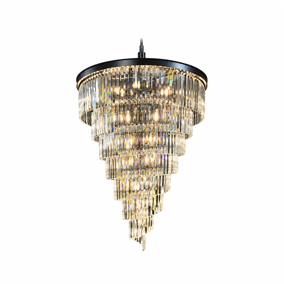 Contemporary Designer Chandelier Hanging Ceiling Light with Adjustable Chain Dimmable Crystal and Metal