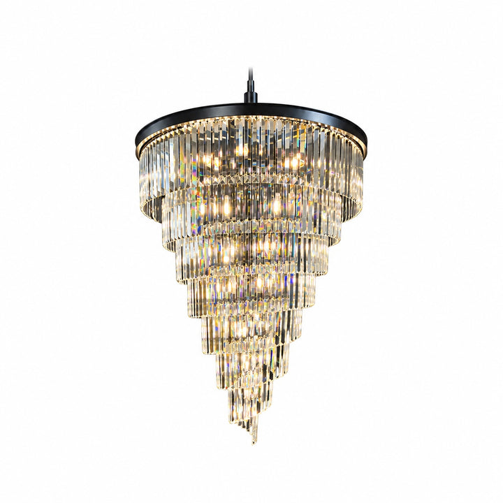 Contemporary Designer Chandelier Hanging Ceiling Light with Adjustable Chain Dimmable Crystal and Metal