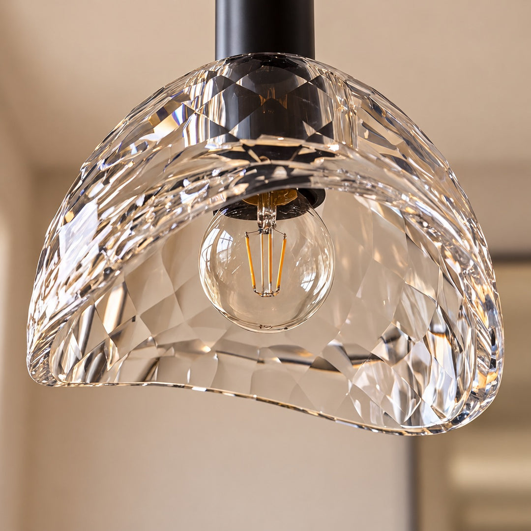 Modern K10 Crystal Pendant Light with Black Brass Frame – G4 LED Ceiling Light