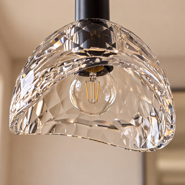 Modern K10 Crystal Pendant Light with Black Brass Frame – G4 LED Ceiling Light