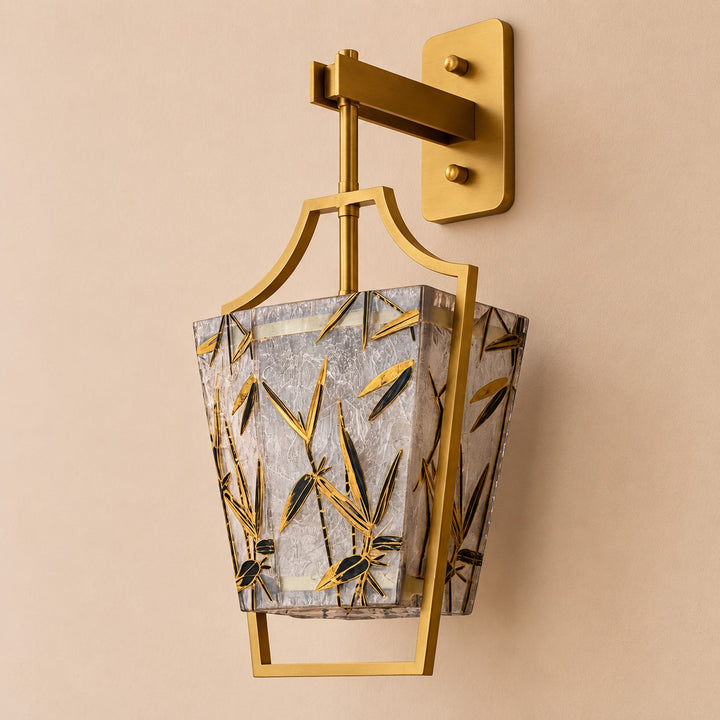 Natural Brass Textured Glass Wall Sconce – Decorative Interior Wall Light