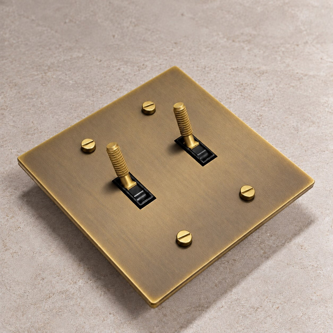 Solid Brass Toggle Light Switch – 3-Way, 1–4 Gang